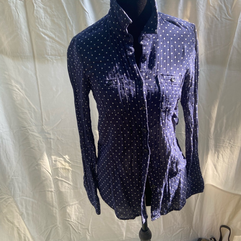 Navy Polka Dot Button-Up Shirt